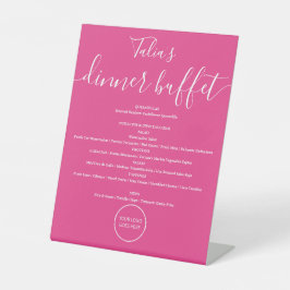 ホットピンク ウェディング ロゴ ディナーバフェ メニュー 台座サイン