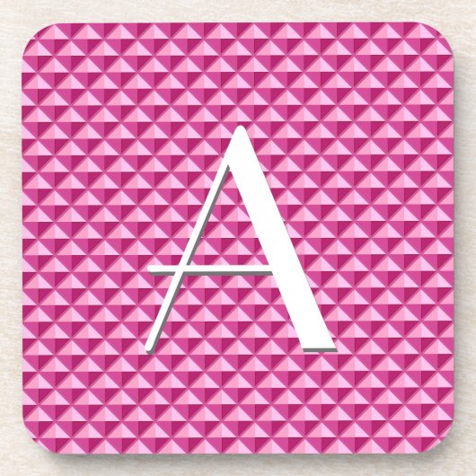 ホットピンク、エナメルルック、スタッズグリッド コースター (正面)