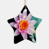 ホットピンク&オレンジの蓮の水百合花 セラミックオーナメント (右)