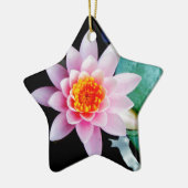 ホットピンク&オレンジの蓮の水百合花 セラミックオーナメント (左)