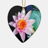 ホットピンク&オレンジの蓮の水百合花 セラミックオーナメント (左)