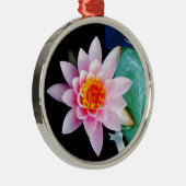 ホットピンク&オレンジの蓮の水百合花 メタルオーナメント (右)