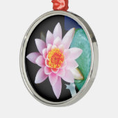 ホットピンク&オレンジの蓮の水百合花 メタルオーナメント (左)