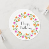 ホットピンク&オレンジウォーター色フローラリースカード カード (正面/裏面インサイチュ)