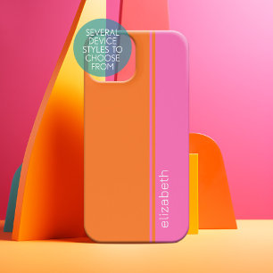 ホットピンク オレンジ エレガント モダン シンプル デザイン 名前 iPhone 15ケース