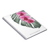 ホットピンク オーキッド トロピカル ウォーターカラー フローラル ノートブック (右側)