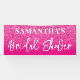ホットピンク カラー ブロック グリッター ブライダル シャワー 横断幕