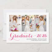 ホットピンク クラスオブ2025 フォトコラージュ 卒業式 案内状 (正面)