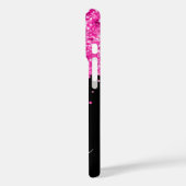 ホットピンク グリッター ドリップス ブラック グラム シグネチャー Case-Mate iPhoneケース (裏面 / 左)