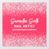 ホットピンク グリッター ネイルアーティスト ビューティーサロン ハッシュタグ ウィンドウサイン (シート)