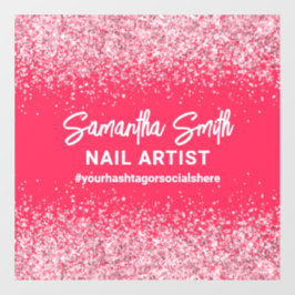 ホットピンク グリッター ネイルアーティスト ビューティーサロン ハッシュタグ ウィンドウサイン