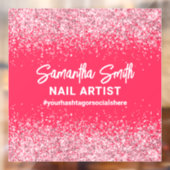 ホットピンク グリッター ネイルアーティスト ビューティーサロン ハッシュタグ ウィンドウサイン (シート2)