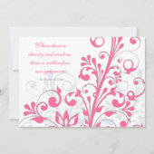 ホットピンク、グレー、ホワイト チャリティーオークション 招待状 (裏面)