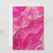 ホットピンク ゴールド アゲート エレガント モダン ウェディング 招待状 (裏面)
