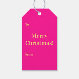 ホットピンク ゴールド メリークリスマス To From ギフトタグ