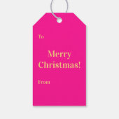 ホットピンク ゴールド メリークリスマス To From ギフトタグ (裏面)