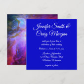 ホットピンク サファイアブルー オリオン星雲 コスモス ウェディング 招待状 (正面/裏面)