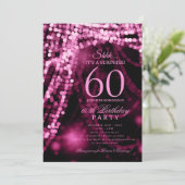 ホットピンク | サプライズ60歳の誕生日パーティー 招待状 (スタンド正面)