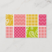 ホットピンク、サーモン、イエロー、グリーン市松模様に可愛 名刺 (裏面)