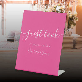 ホットピンク シグネチャースクリプト ゲストブック 台座サイン