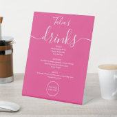 ホットピンク シグネチャースクリプト 結婚式 ロゴ ドリンクメニュー 台座サイン (インサイチュ)