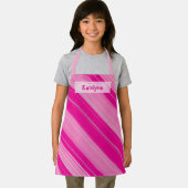 ホットピンク&シルバーキャンディストライプーケーンあなたの名前を追加 エプロン (インサイチュ)