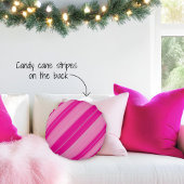 ホットピンク&シルバーキャンディーケーンストライプ&ペパーミント ラウンドクッション