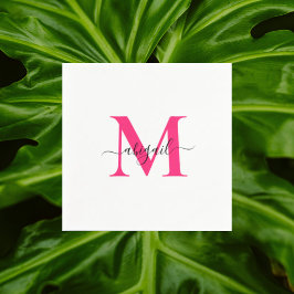 ホットピンク スワッシュスクリプト 白 コンセプトナプキン スタンダードカクテルナプキン