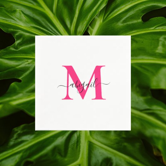 ホットピンク スワッシュスクリプト 白 コンセプトナプキン スタンダードカクテルナプキン