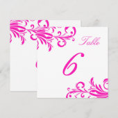 ホットピンク スワンキー スワールズ テーブル 6 招待状 (正面/裏面)
