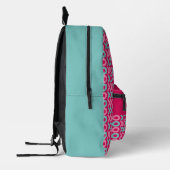 ホットピンク&ターコイズXOキスハグパーソナライズされた プリントバックパック (左)