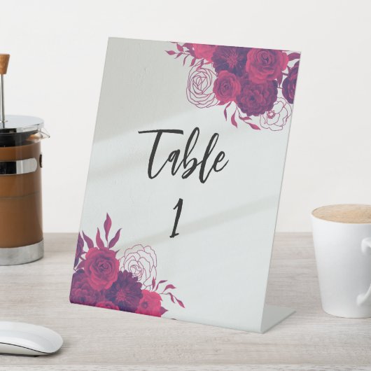 ホットピンク&ダークパープルブライトフローラ結婚ズ 台座サイン (インサイチュ)