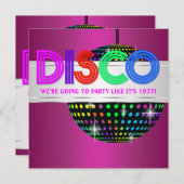 ホットピンク ディスコパーティ 招待状 (正面/裏面)