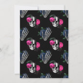 ホットピンク&ネイビーブルーフローラゴシック風カップルのシャワー 招待状 (裏面)