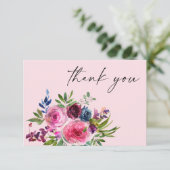 ホットピンク&ネイビーブルーフローラサンキューカードV3ピンク サンキューカード (スタンド正面)