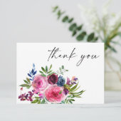 ホットピンク&ネイビーブルーフローラサンキューカードV3 サンキューカード (スタンド正面)