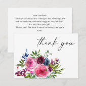 ホットピンク&ネイビーブルーフローラサンキューカードV3 サンキューカード (正面/裏面)