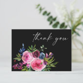 ホットピンク&ネイビーブルーフローラサンキューカードV3 Blac サンキューカード (スタンド正面)