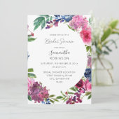 ホットピンク&ネイビーブルーフローラブライダルシャワー 招待状 (スタンド正面)