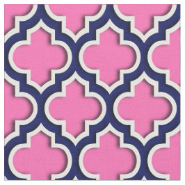 ホットピンク、ネイビーブルーモロッコクローバー#5DS ファブリック