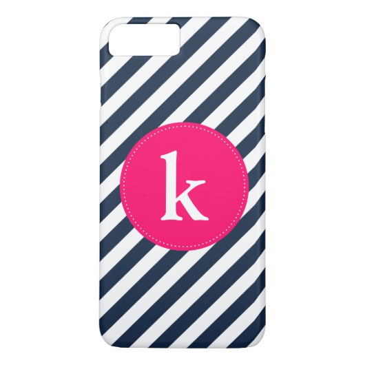 ホットピンク&ネイビーモノグラムiPhone 7プラスケース Case-Mate iPhoneケース (裏面)