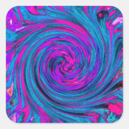 ホットピンク、パープル、ブルーの抽象芸術レトロTwirl スクエアシール