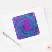 ホットピンク、パープル、ブルーの抽象芸術レトロTwirl スクエアシール (封筒)