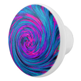 ホットピンク、パープル、ブルーの抽象芸術レトロTwirl セラミックノブ