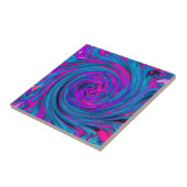 ホットピンク、パープル、ブルーの抽象芸術レトロTwirl タイル (側面)