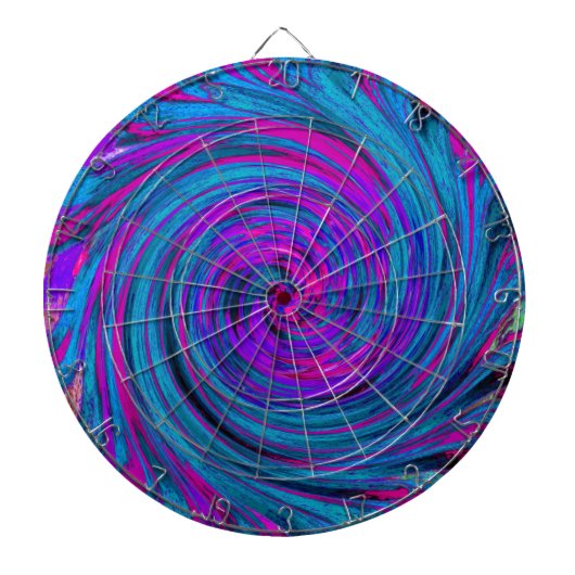 ホットピンク、パープル、ブルーの抽象芸術レトロTwirl ダーツボード (正面)