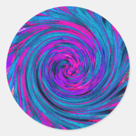 ホットピンク、パープル、ブルーの抽象芸術レトロTwirl ラウンドシール