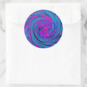 ホットピンク、パープル、ブルーの抽象芸術レトロTwirl ラウンドシール (バッグ)