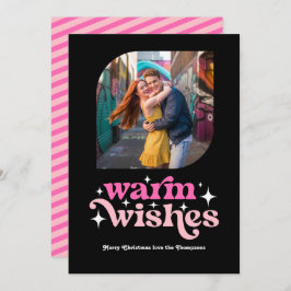 ホットピンク＆ピンク モダン レトロ クリスマス フォト