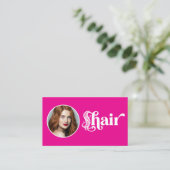 ホットピンク フォトQRコード ヘアスタジオ 名刺 (スタンド正面)